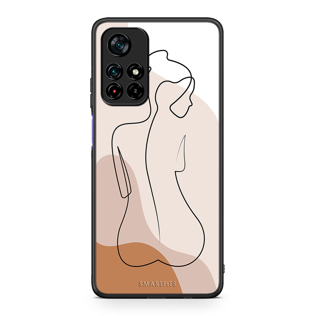 Xiaomi Poco M4 Pro 5G LineArt Woman θήκη από τη Smartfits με σχέδιο στο πίσω μέρος και μαύρο περίβλημα | Smartphone case with colorful back and black bezels by Smartfits