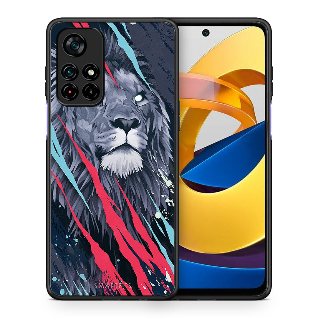 Θήκη Xiaomi Poco M4 Pro 5G Lion Designer PopArt από τη Smartfits με σχέδιο στο πίσω μέρος και μαύρο περίβλημα | Xiaomi Poco M4 Pro 5G Lion Designer PopArt case with colorful back and black bezels