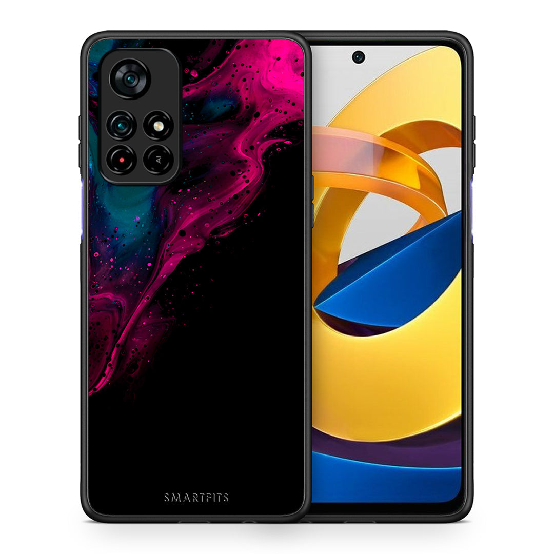 Θήκη Xiaomi Poco M4 Pro 5G Pink Black Watercolor από τη Smartfits με σχέδιο στο πίσω μέρος και μαύρο περίβλημα | Xiaomi Poco M4 Pro 5G Pink Black Watercolor case with colorful back and black bezels