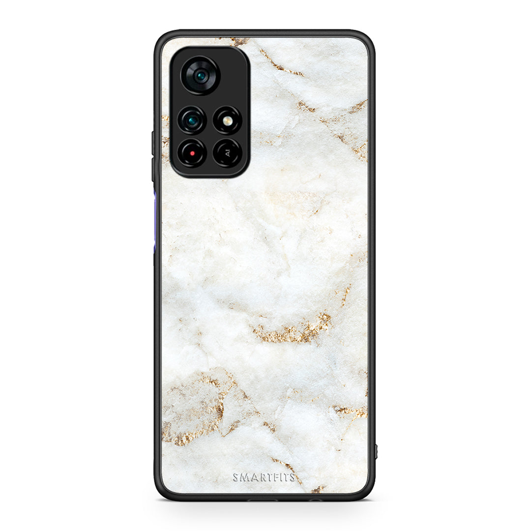 Xiaomi Poco M4 Pro 5G White Gold Marble θήκη από τη Smartfits με σχέδιο στο πίσω μέρος και μαύρο περίβλημα | Smartphone case with colorful back and black bezels by Smartfits