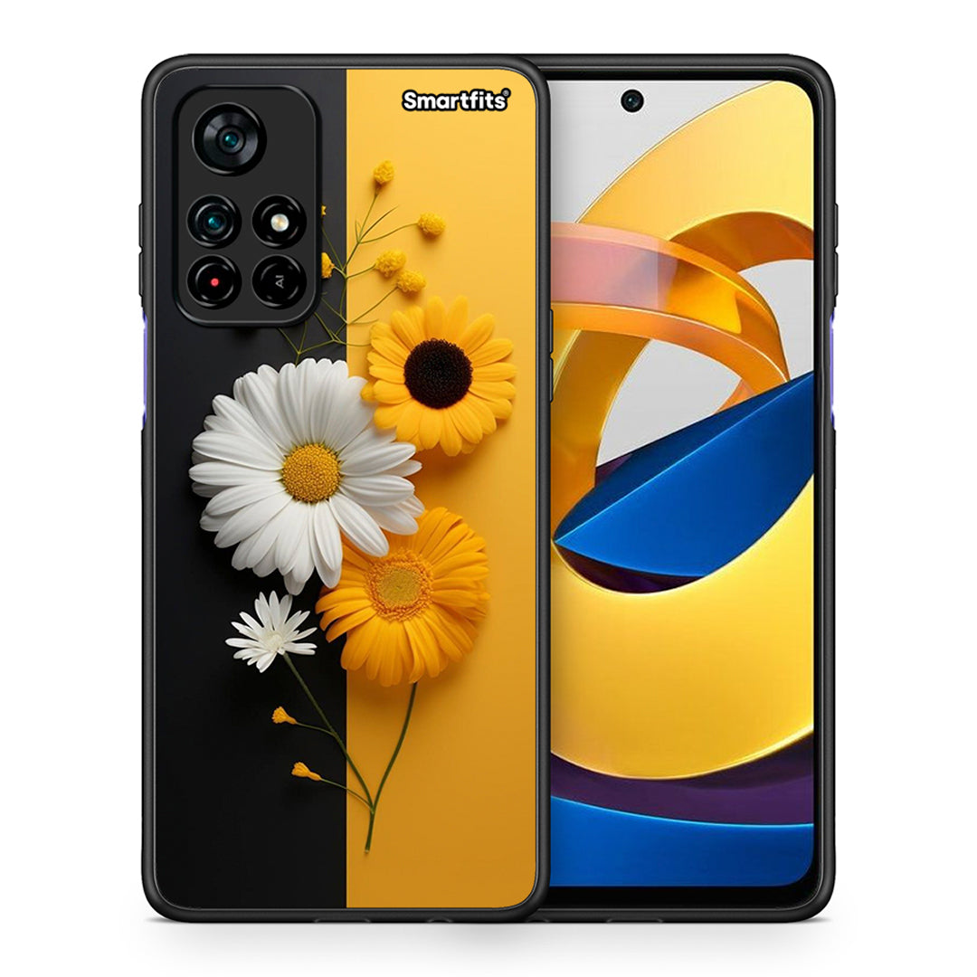 Θήκη Xiaomi Poco M4 Pro 5G Yellow Daisies από τη Smartfits με σχέδιο στο πίσω μέρος και μαύρο περίβλημα | Xiaomi Poco M4 Pro 5G Yellow Daisies case with colorful back and black bezels