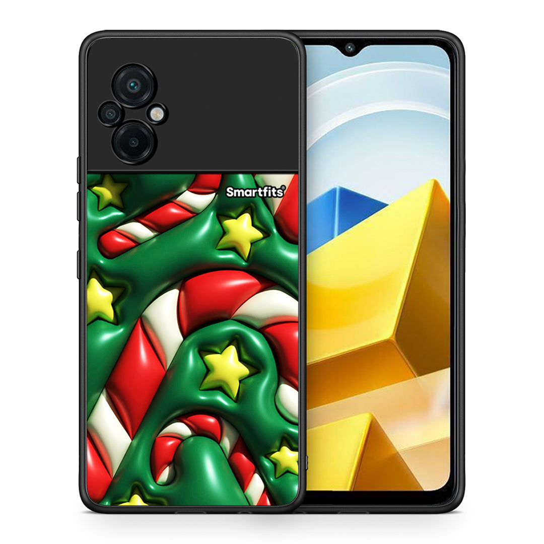 Θήκη Xiaomi Poco M5 / Redmi Note 11E Christmas Bubbles από τη Smartfits με σχέδιο στο πίσω μέρος και μαύρο περίβλημα | Xiaomi Poco M5 / Redmi Note 11E Christmas Bubbles case with colorful back and black bezels