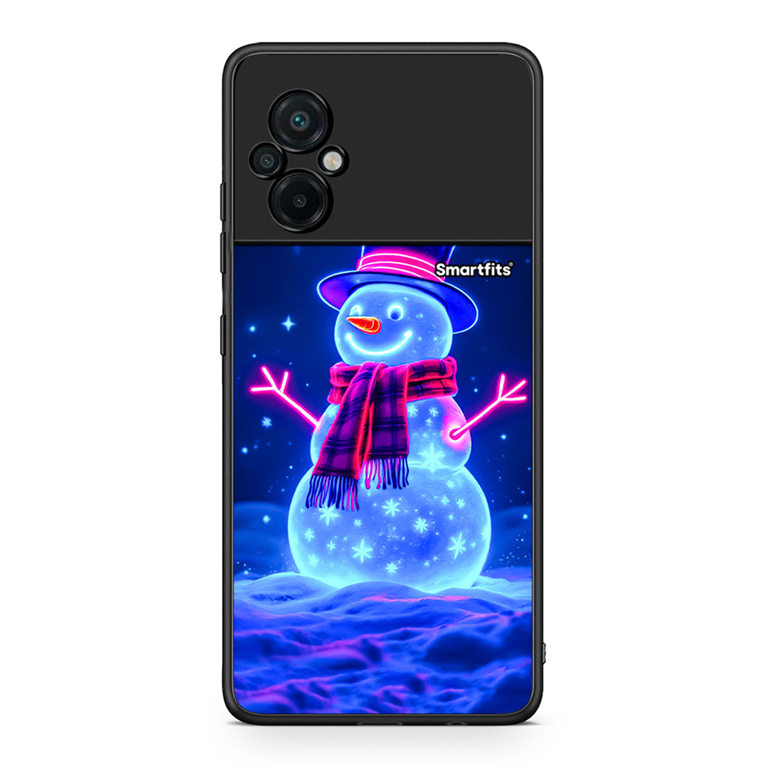 Xiaomi Poco M5 / Redmi Note 11E Christmas Neon Snowman θήκη από τη Smartfits με σχέδιο στο πίσω μέρος και μαύρο περίβλημα | Smartphone case with colorful back and black bezels by Smartfits