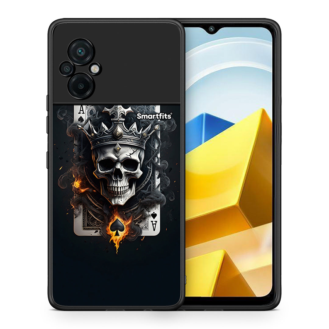 Θήκη Xiaomi Poco M5 / Redmi Note 11E Skull King Ace από τη Smartfits με σχέδιο στο πίσω μέρος και μαύρο περίβλημα | Xiaomi Poco M5 / Redmi Note 11E Skull King Ace case with colorful back and black bezels