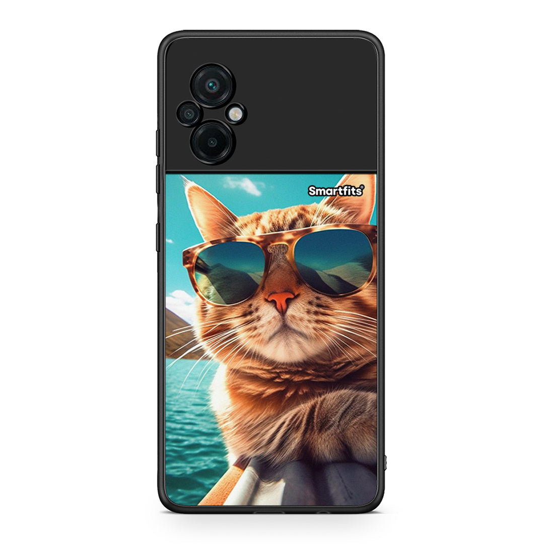 Xiaomi Poco M5 / Redmi Note 11E Summer Cat θήκη από τη Smartfits με σχέδιο στο πίσω μέρος και μαύρο περίβλημα | Smartphone case with colorful back and black bezels by Smartfits