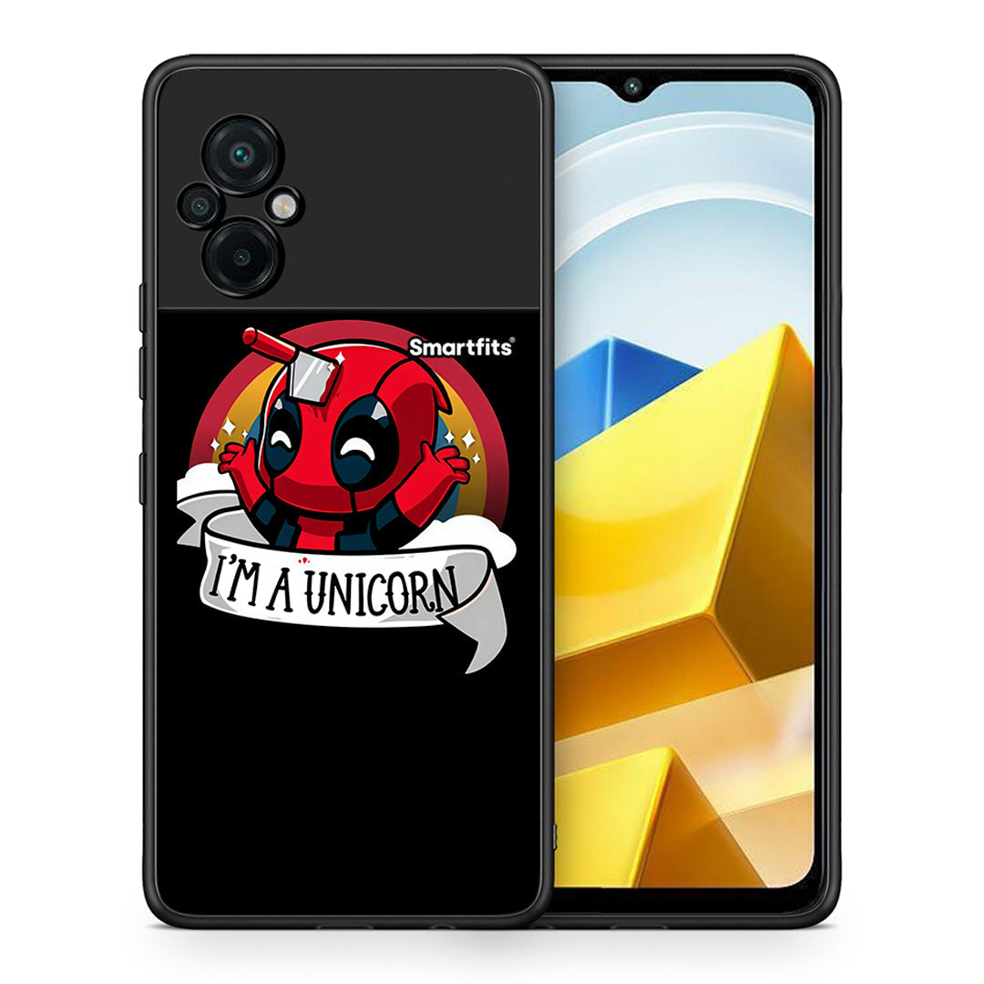 Θήκη Xiaomi Poco M5 / Redmi Note 11E Unicorn Deadpool από τη Smartfits με σχέδιο στο πίσω μέρος και μαύρο περίβλημα | Xiaomi Poco M5 / Redmi Note 11E Unicorn Deadpool case with colorful back and black bezels