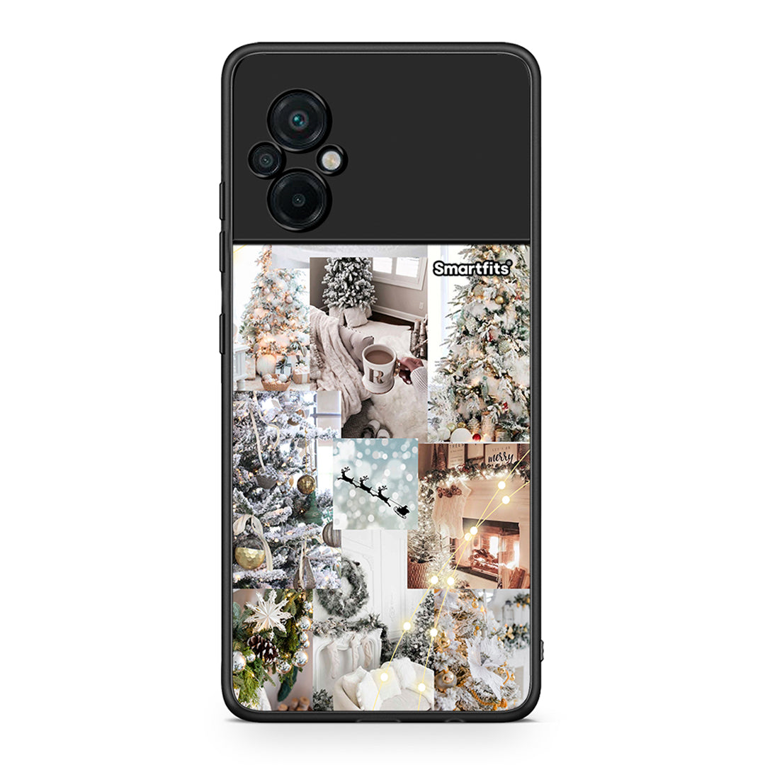 Xiaomi Poco M5 / Redmi Note 11E White Christmas θήκη από τη Smartfits με σχέδιο στο πίσω μέρος και μαύρο περίβλημα | Smartphone case with colorful back and black bezels by Smartfits