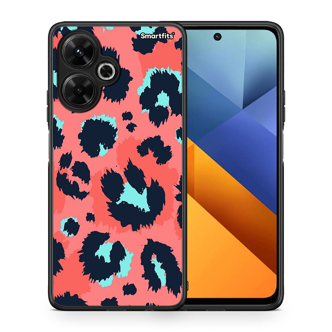 Θήκη Xiaomi Poco M6 4G Pink Leopard Animal από τη Smartfits με σχέδιο στο πίσω μέρος και μαύρο περίβλημα | Xiaomi Poco M6 4G Pink Leopard Animal case with colorful back and black bezels