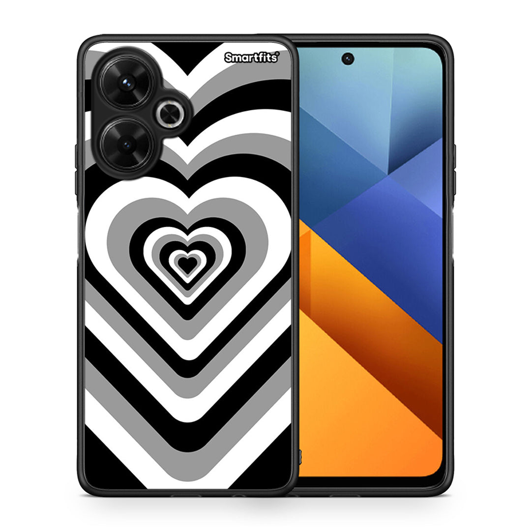 Θήκη Xiaomi Poco M6 4G Black Hearts από τη Smartfits με σχέδιο στο πίσω μέρος και μαύρο περίβλημα | Xiaomi Poco M6 4G Black Hearts case with colorful back and black bezels