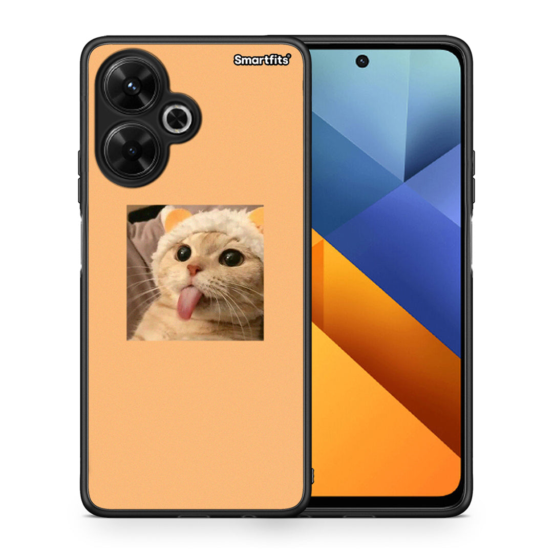 Θήκη Xiaomi Poco M6 4G Cat Tongue από τη Smartfits με σχέδιο στο πίσω μέρος και μαύρο περίβλημα | Xiaomi Poco M6 4G Cat Tongue case with colorful back and black bezels