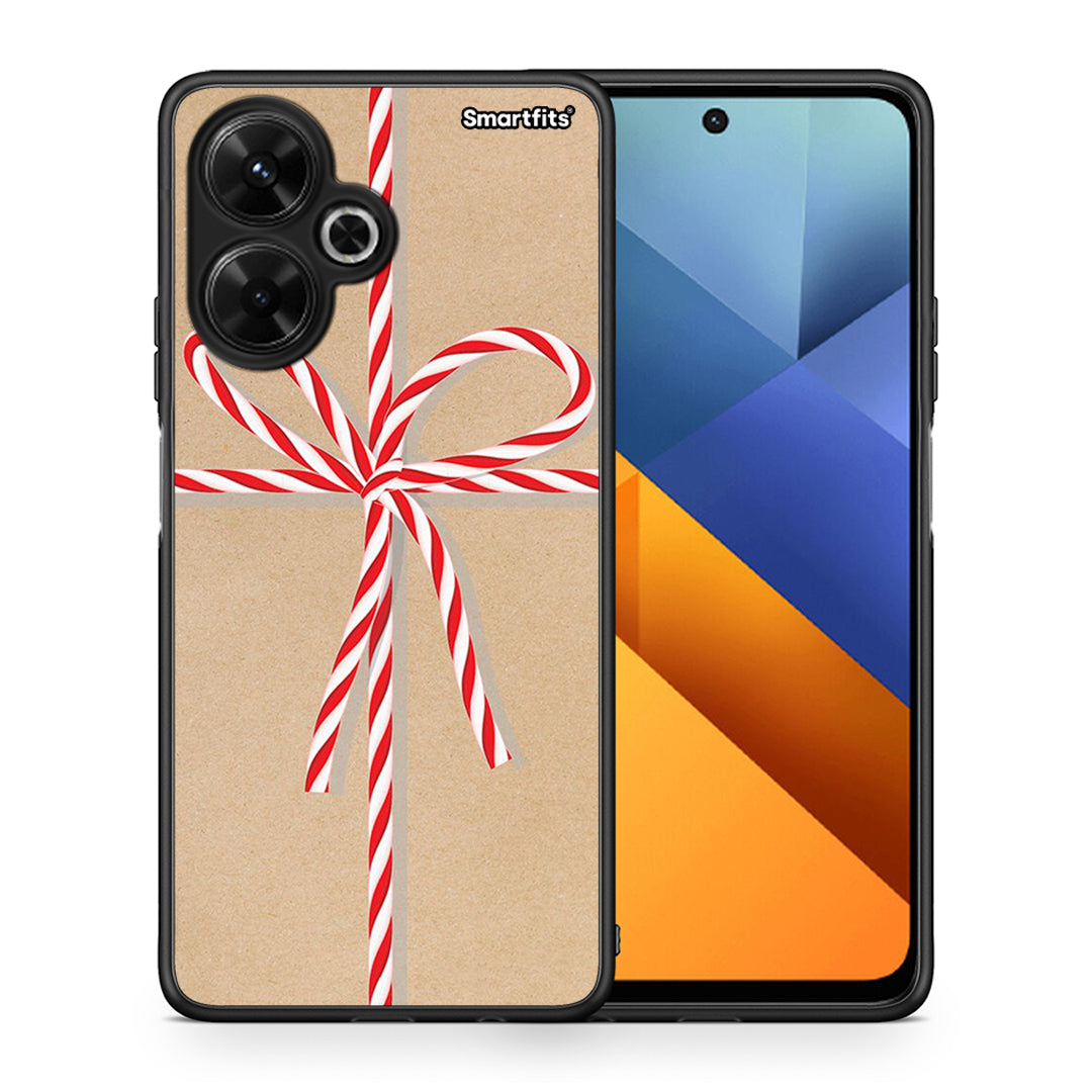 Θήκη Xiaomi Poco M6 4G Christmas Gift από τη Smartfits με σχέδιο στο πίσω μέρος και μαύρο περίβλημα | Xiaomi Poco M6 4G Christmas Gift case with colorful back and black bezels