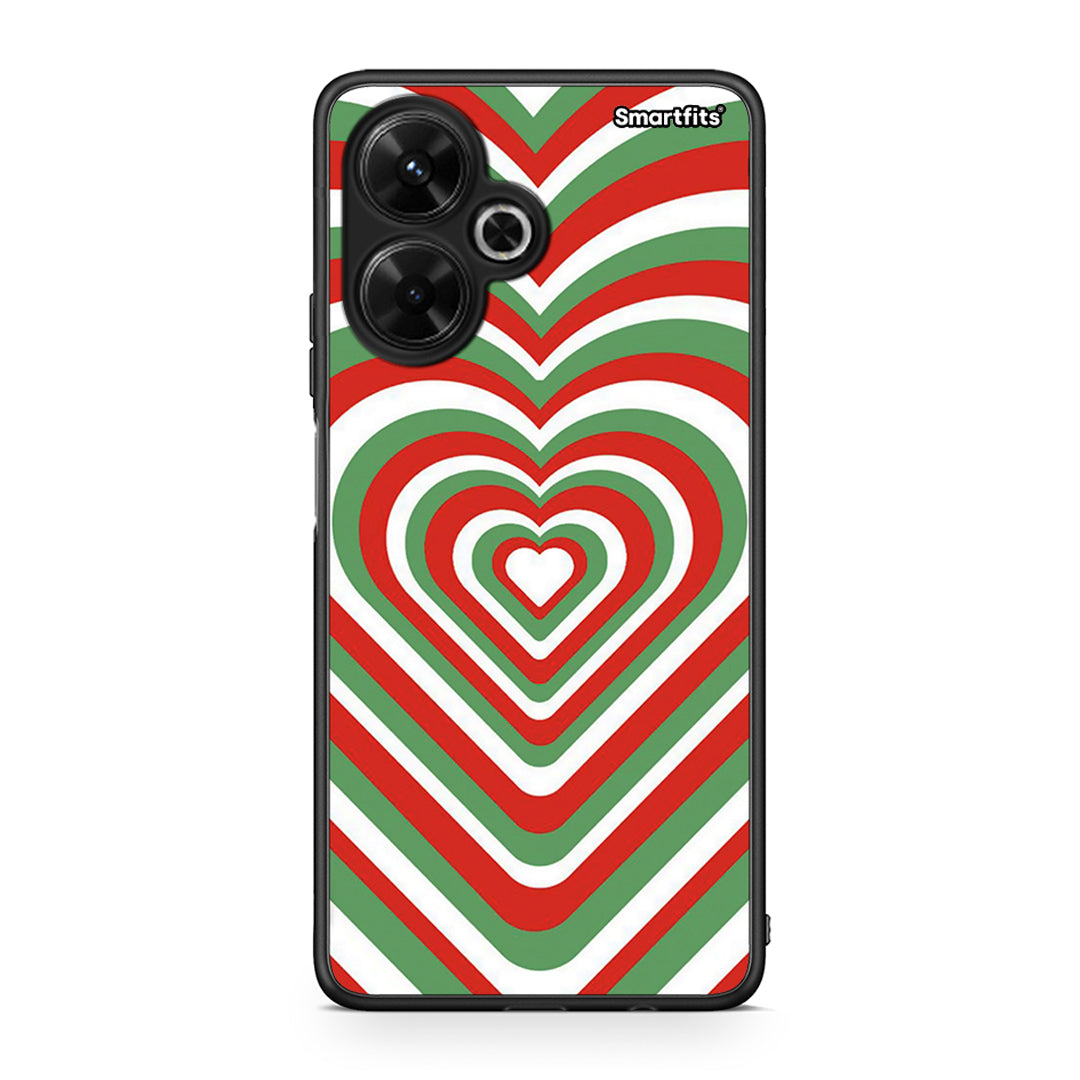 Xiaomi Poco M6 4G Christmas Hearts θήκη από τη Smartfits με σχέδιο στο πίσω μέρος και μαύρο περίβλημα | Smartphone case with colorful back and black bezels by Smartfits