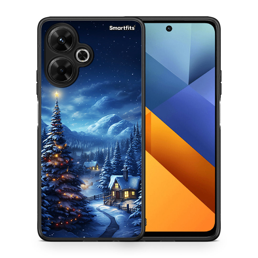 Θήκη Xiaomi Poco M6 4G Christmas Scenery από τη Smartfits με σχέδιο στο πίσω μέρος και μαύρο περίβλημα | Xiaomi Poco M6 4G Christmas Scenery case with colorful back and black bezels