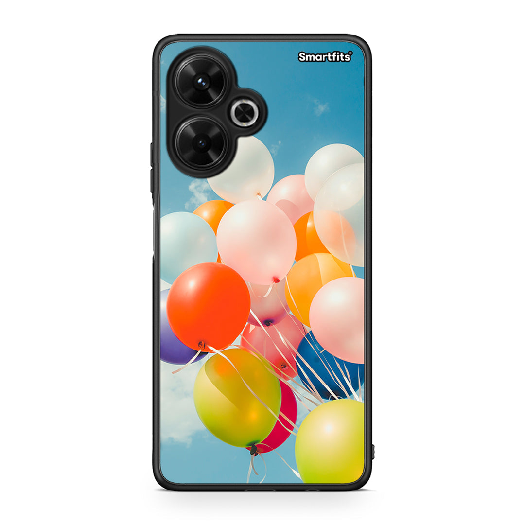 Xiaomi Poco M6 4G Colorful Balloons θήκη από τη Smartfits με σχέδιο στο πίσω μέρος και μαύρο περίβλημα | Smartphone case with colorful back and black bezels by Smartfits