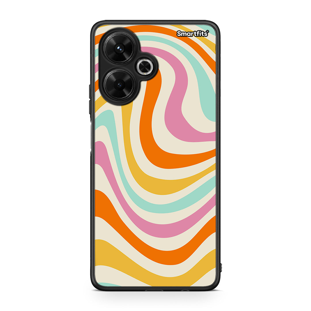 Xiaomi Poco M6 4G Colourful Waves θήκη από τη Smartfits με σχέδιο στο πίσω μέρος και μαύρο περίβλημα | Smartphone case with colorful back and black bezels by Smartfits