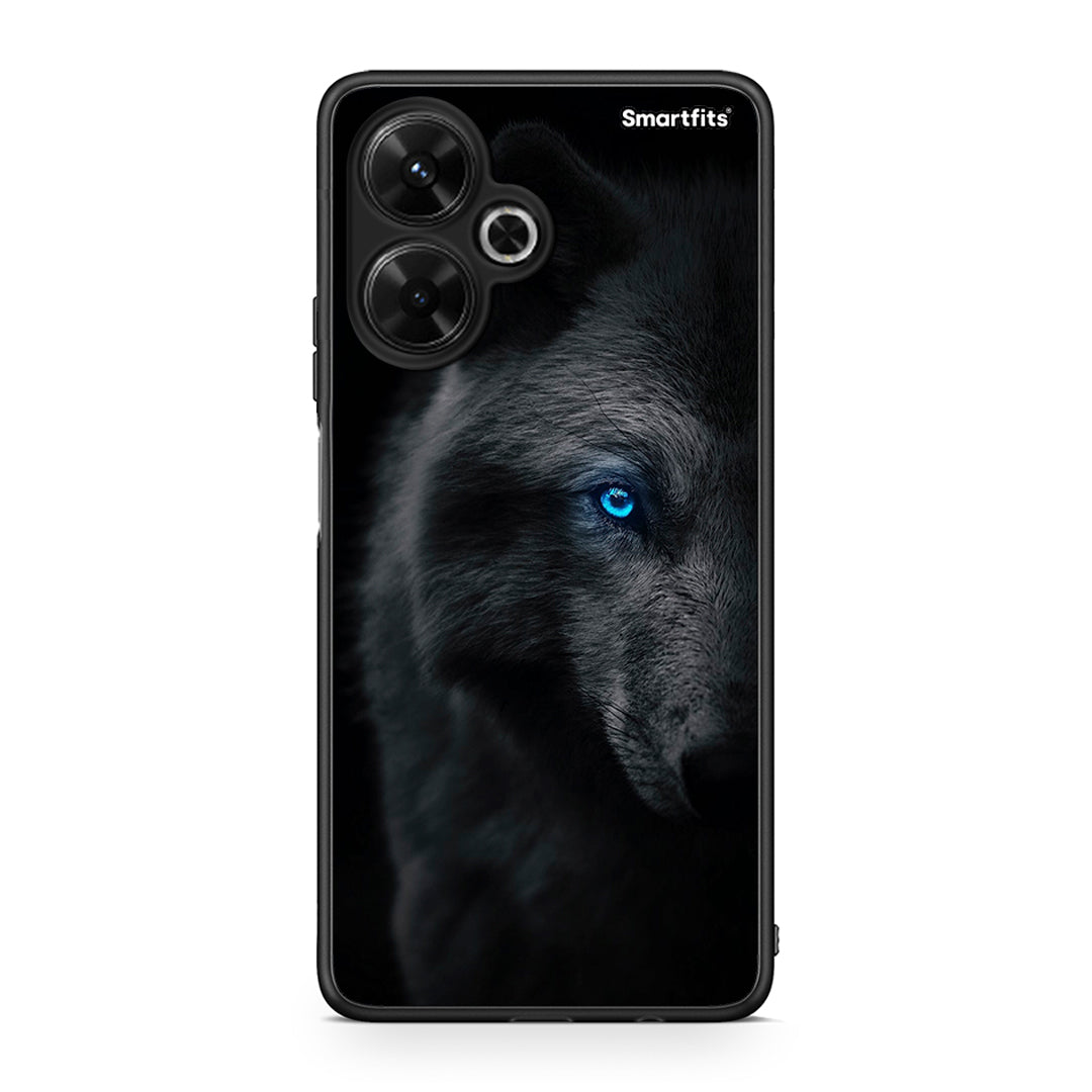 Xiaomi Poco M6 4G Dark Wolf θήκη από τη Smartfits με σχέδιο στο πίσω μέρος και μαύρο περίβλημα | Smartphone case with colorful back and black bezels by Smartfits