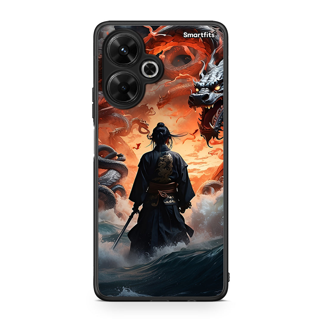 Xiaomi Poco M6 4G Dragons Fight θήκη από τη Smartfits με σχέδιο στο πίσω μέρος και μαύρο περίβλημα | Smartphone case with colorful back and black bezels by Smartfits