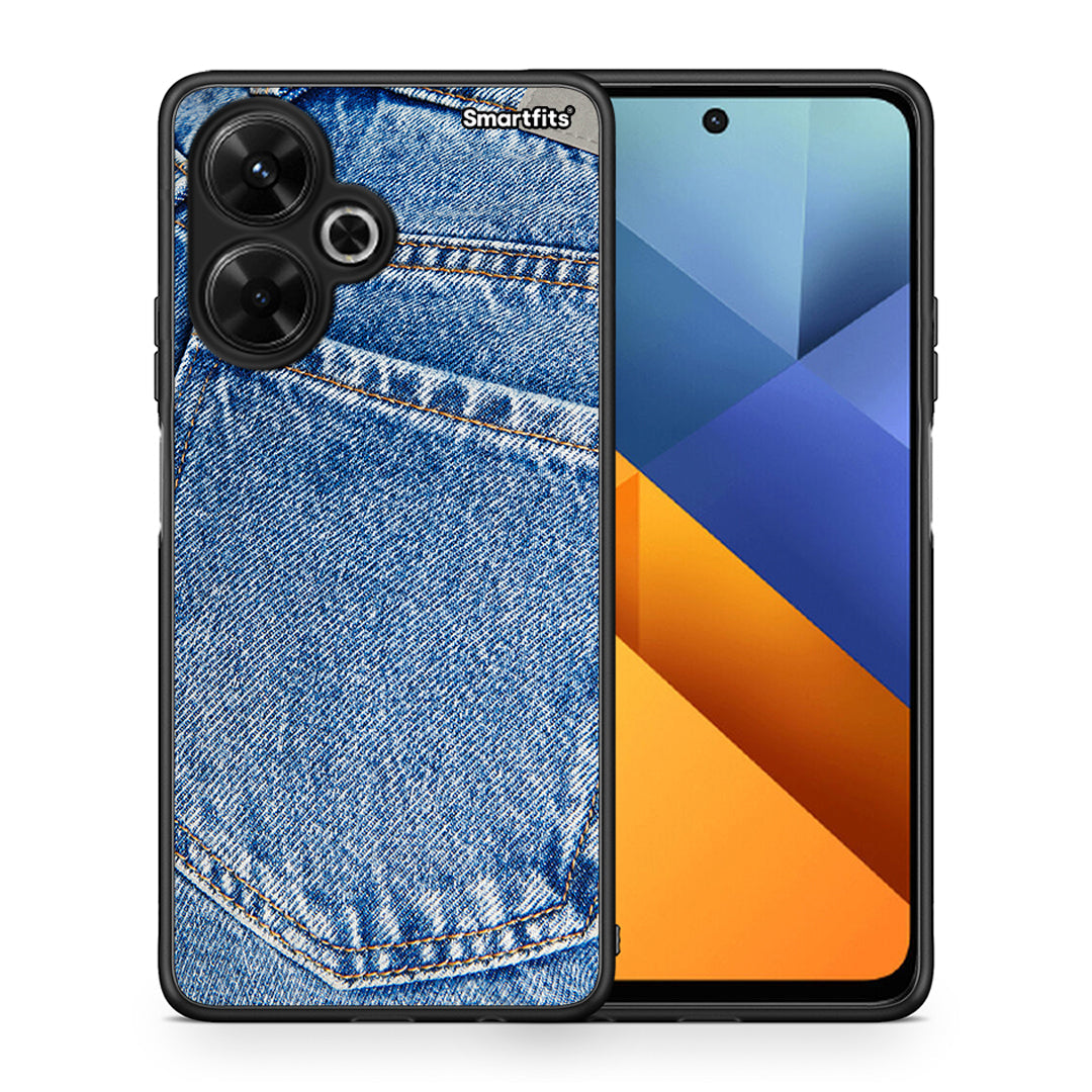 Θήκη Xiaomi Poco M6 4G Jeans Pocket από τη Smartfits με σχέδιο στο πίσω μέρος και μαύρο περίβλημα | Xiaomi Poco M6 4G Jeans Pocket case with colorful back and black bezels