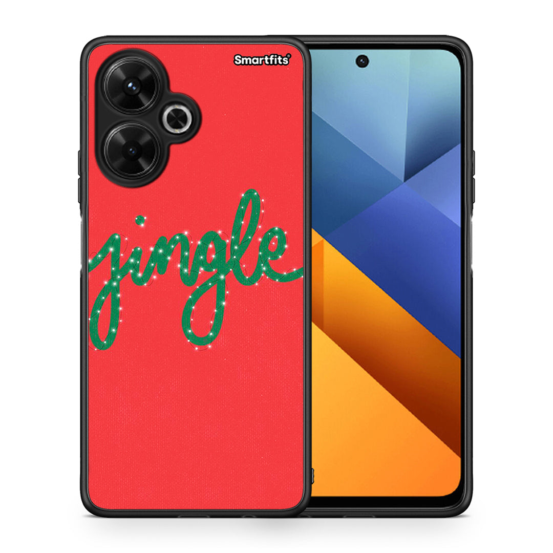 Θήκη Xiaomi Poco M6 4G Jingle Xmas από τη Smartfits με σχέδιο στο πίσω μέρος και μαύρο περίβλημα | Xiaomi Poco M6 4G Jingle Xmas case with colorful back and black bezels