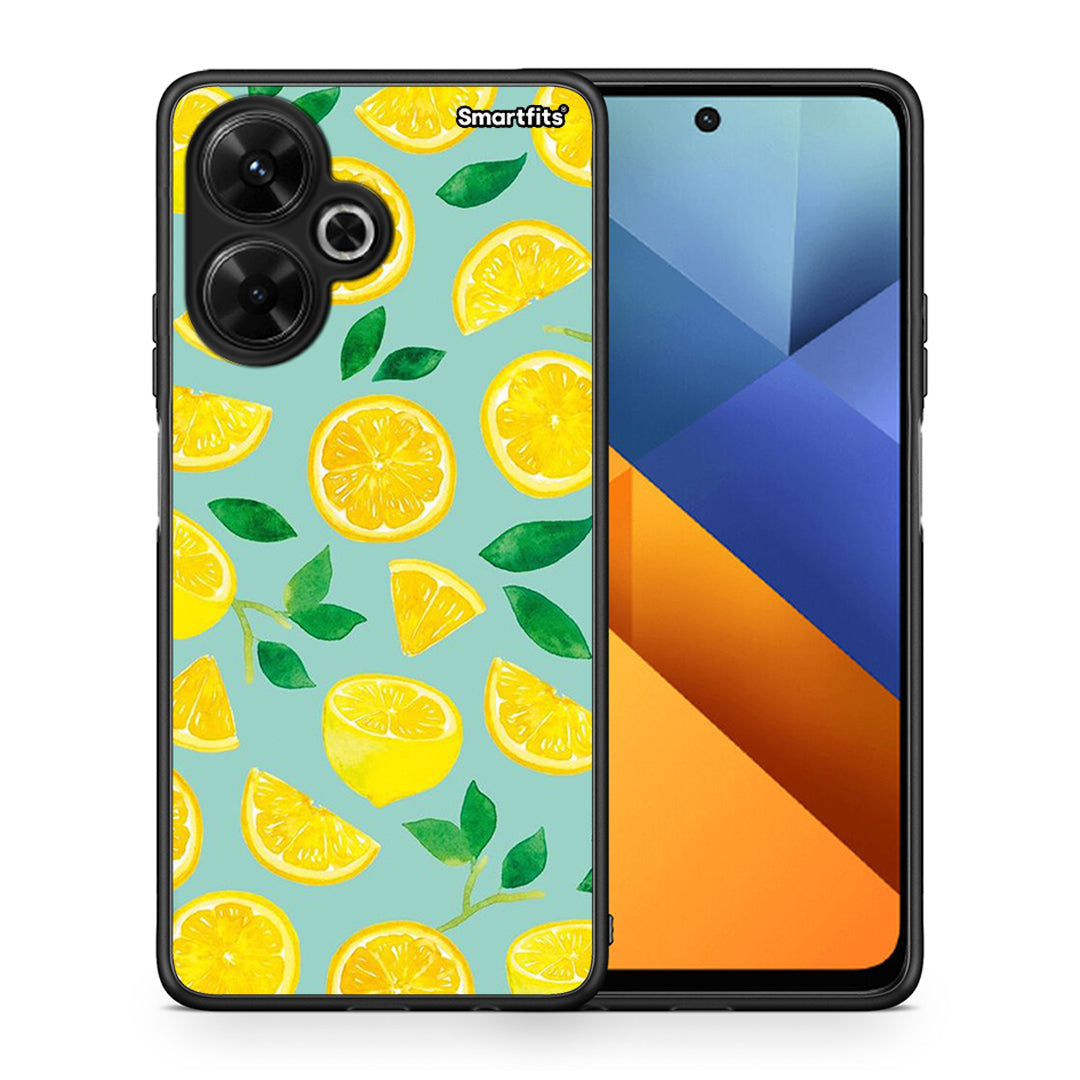 Θήκη Xiaomi Poco M6 4G Lemons από τη Smartfits με σχέδιο στο πίσω μέρος και μαύρο περίβλημα | Xiaomi Poco M6 4G Lemons case with colorful back and black bezels