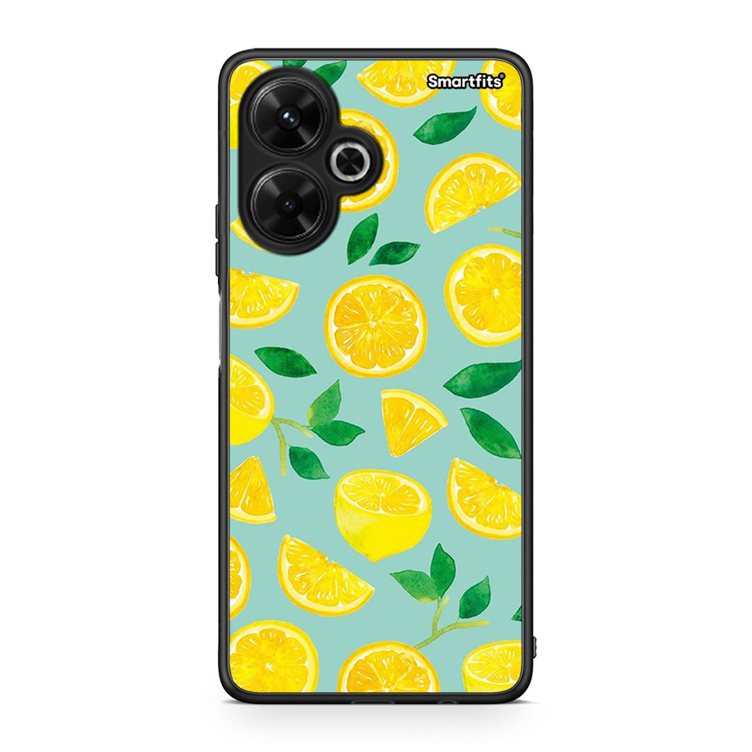 Xiaomi Poco M6 4G Lemons θήκη από τη Smartfits με σχέδιο στο πίσω μέρος και μαύρο περίβλημα | Smartphone case with colorful back and black bezels by Smartfits