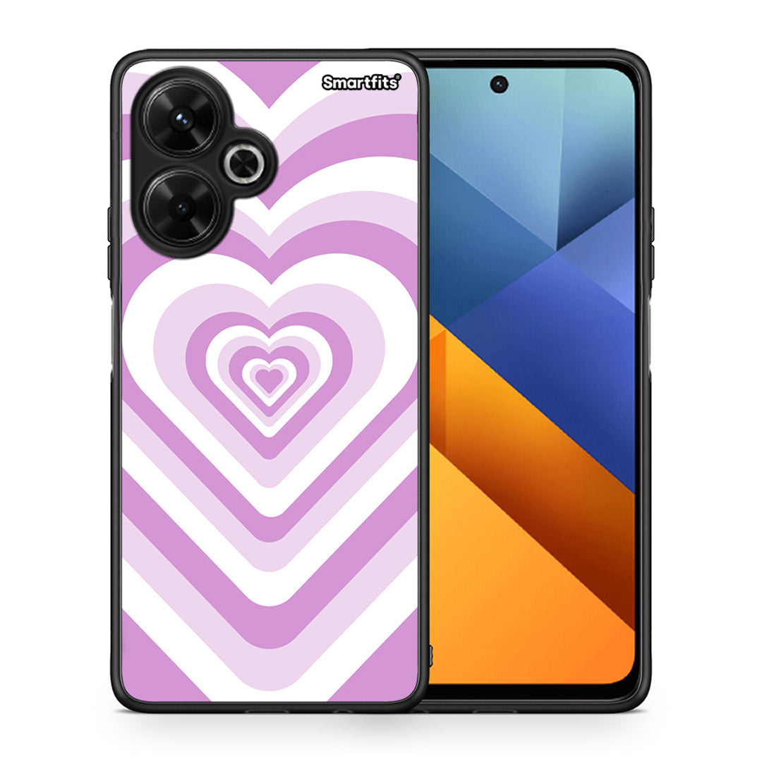 Θήκη Xiaomi Poco M6 4G Lilac Hearts από τη Smartfits με σχέδιο στο πίσω μέρος και μαύρο περίβλημα | Xiaomi Poco M6 4G Lilac Hearts case with colorful back and black bezels