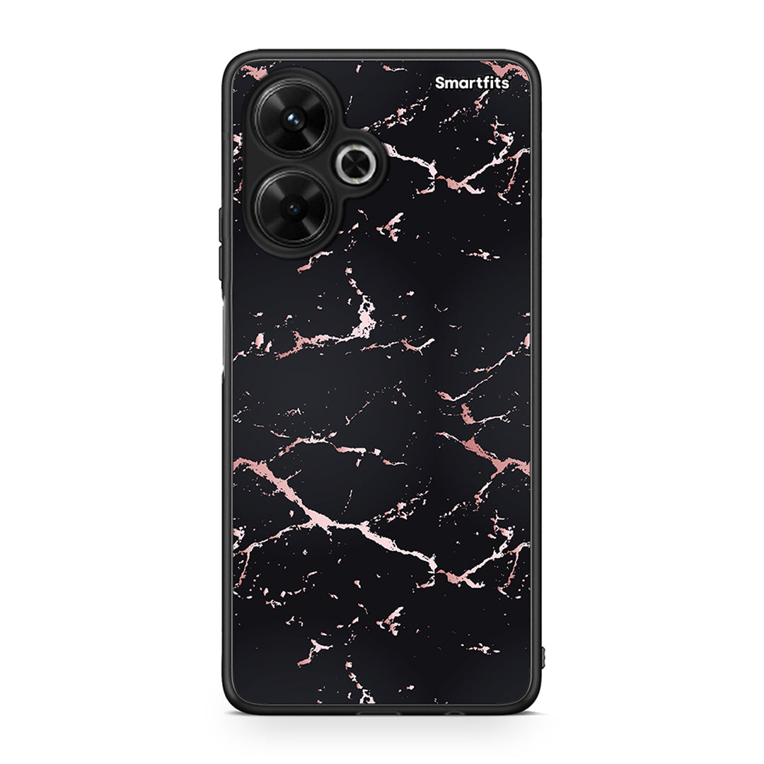 4 - Xiaomi Poco M6 4G Black Rosegold Marble case, cover, bumper