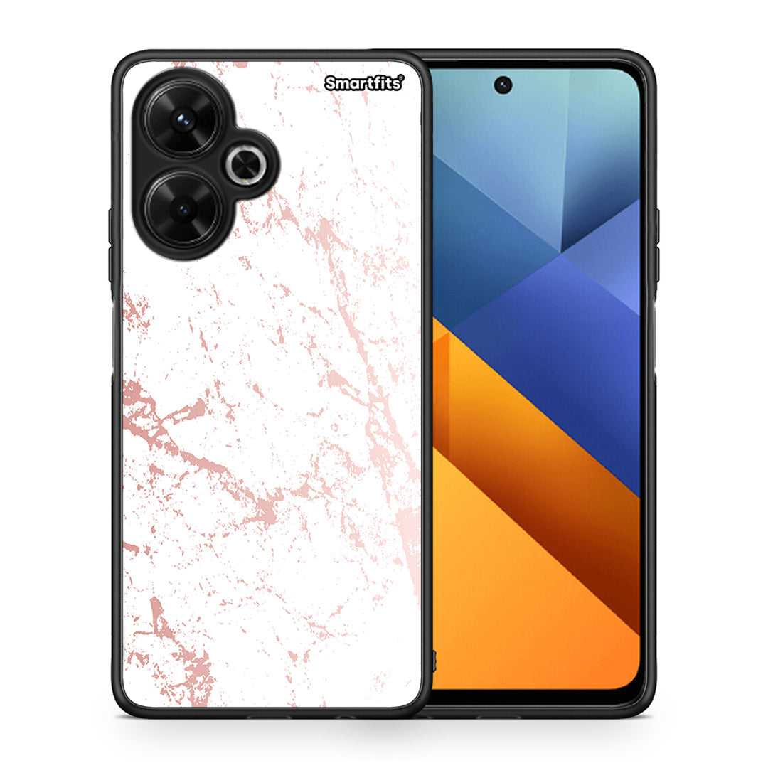 Θήκη Xiaomi Poco M6 4G Pink Splash Marble από τη Smartfits με σχέδιο στο πίσω μέρος και μαύρο περίβλημα | Xiaomi Poco M6 4G Pink Splash Marble case with colorful back and black bezels