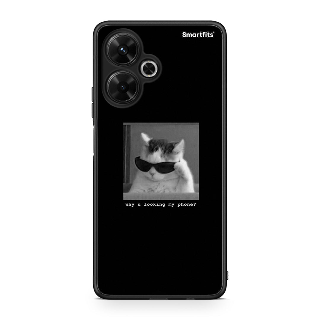 Xiaomi Poco M6 4G Meme Cat θήκη από τη Smartfits με σχέδιο στο πίσω μέρος και μαύρο περίβλημα | Smartphone case with colorful back and black bezels by Smartfits