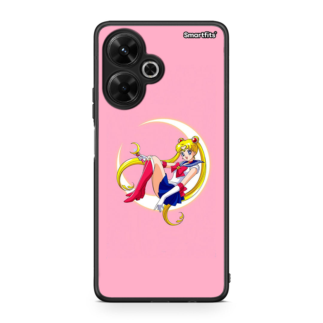 Xiaomi Poco M6 4G Moon Girl θήκη από τη Smartfits με σχέδιο στο πίσω μέρος και μαύρο περίβλημα | Smartphone case with colorful back and black bezels by Smartfits