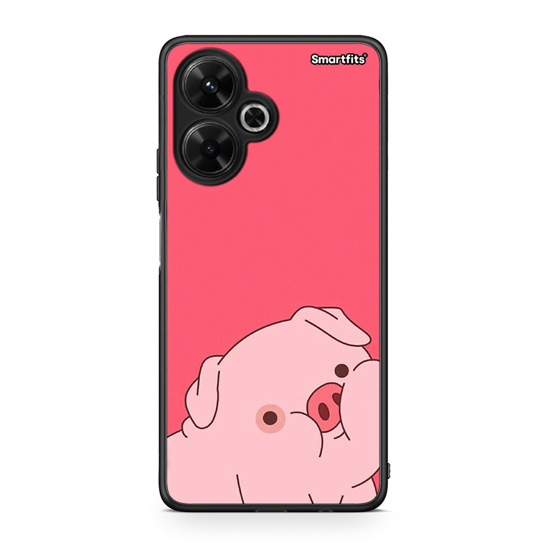 Xiaomi Poco M6 4G Pig Love 1 Θήκη Αγίου Βαλεντίνου από τη Smartfits με σχέδιο στο πίσω μέρος και μαύρο περίβλημα | Smartphone case with colorful back and black bezels by Smartfits