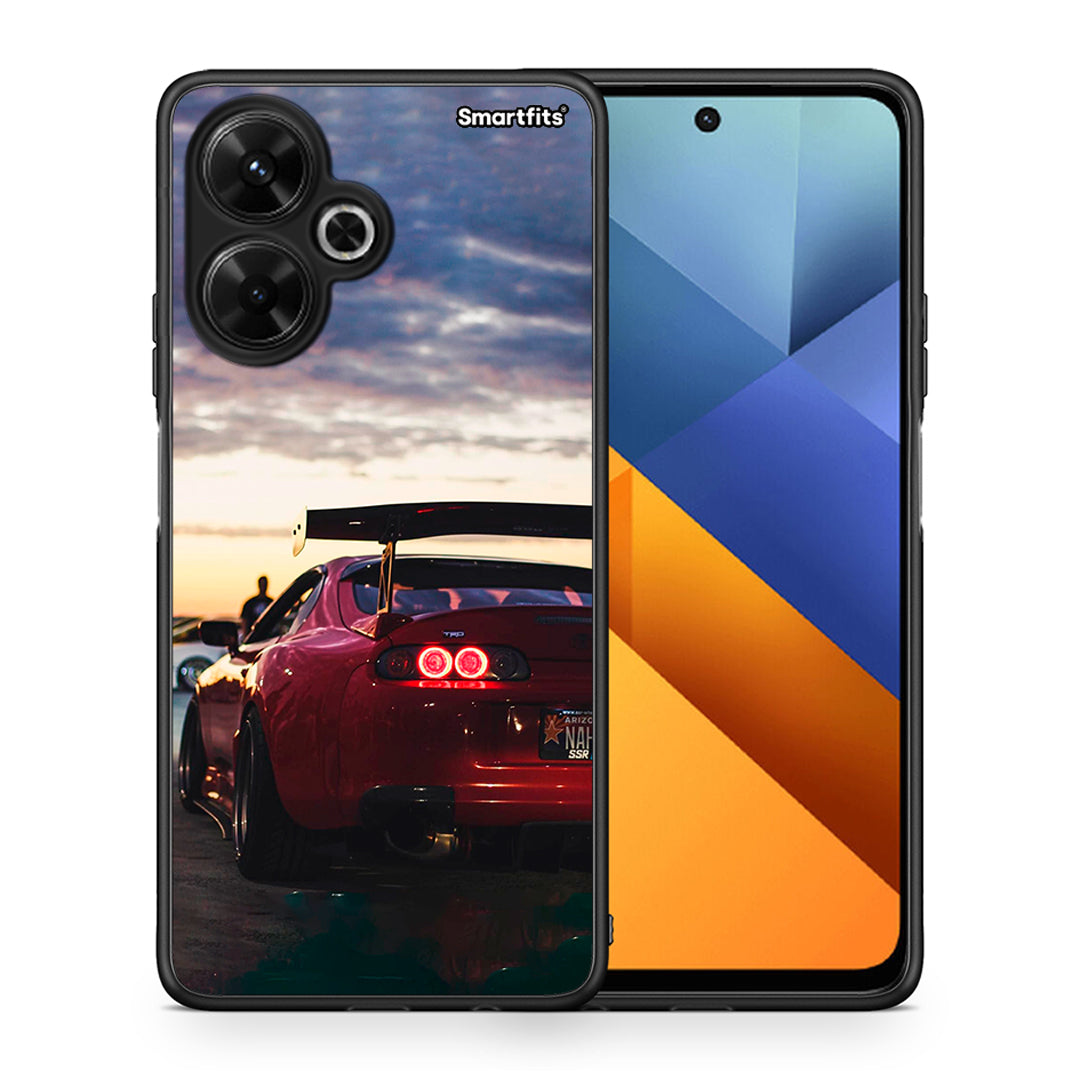 Θήκη Xiaomi Poco M6 4G Racing Supra από τη Smartfits με σχέδιο στο πίσω μέρος και μαύρο περίβλημα | Xiaomi Poco M6 4G Racing Supra case with colorful back and black bezels