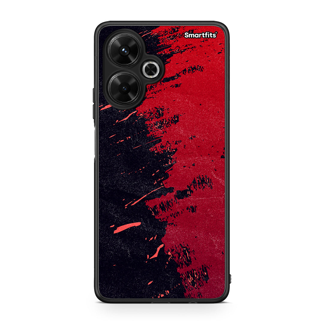 Xiaomi Poco M6 4G Red Paint Θήκη Αγίου Βαλεντίνου από τη Smartfits με σχέδιο στο πίσω μέρος και μαύρο περίβλημα | Smartphone case with colorful back and black bezels by Smartfits