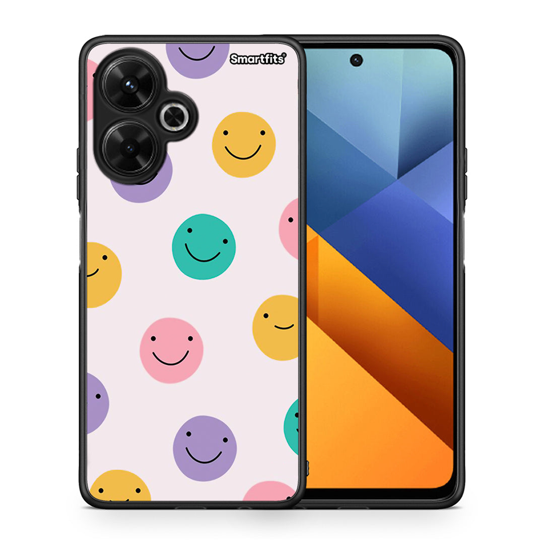 Θήκη Xiaomi Poco M6 4G Smiley Faces από τη Smartfits με σχέδιο στο πίσω μέρος και μαύρο περίβλημα | Xiaomi Poco M6 4G Smiley Faces case with colorful back and black bezels