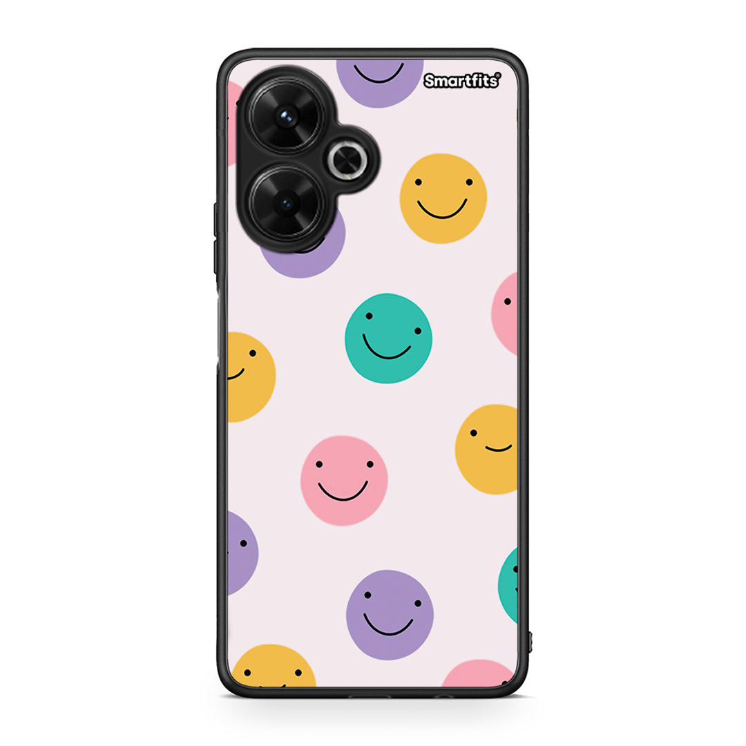 Xiaomi Poco M6 4G Smiley Faces θήκη από τη Smartfits με σχέδιο στο πίσω μέρος και μαύρο περίβλημα | Smartphone case with colorful back and black bezels by Smartfits