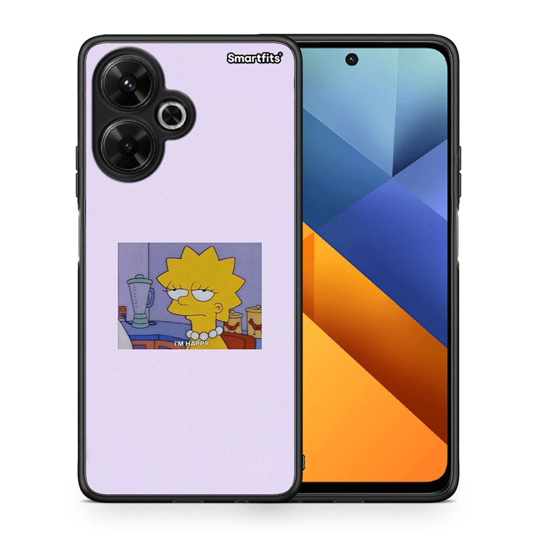 Θήκη Xiaomi Poco M6 4G So Happy από τη Smartfits με σχέδιο στο πίσω μέρος και μαύρο περίβλημα | Xiaomi Poco M6 4G So Happy case with colorful back and black bezels