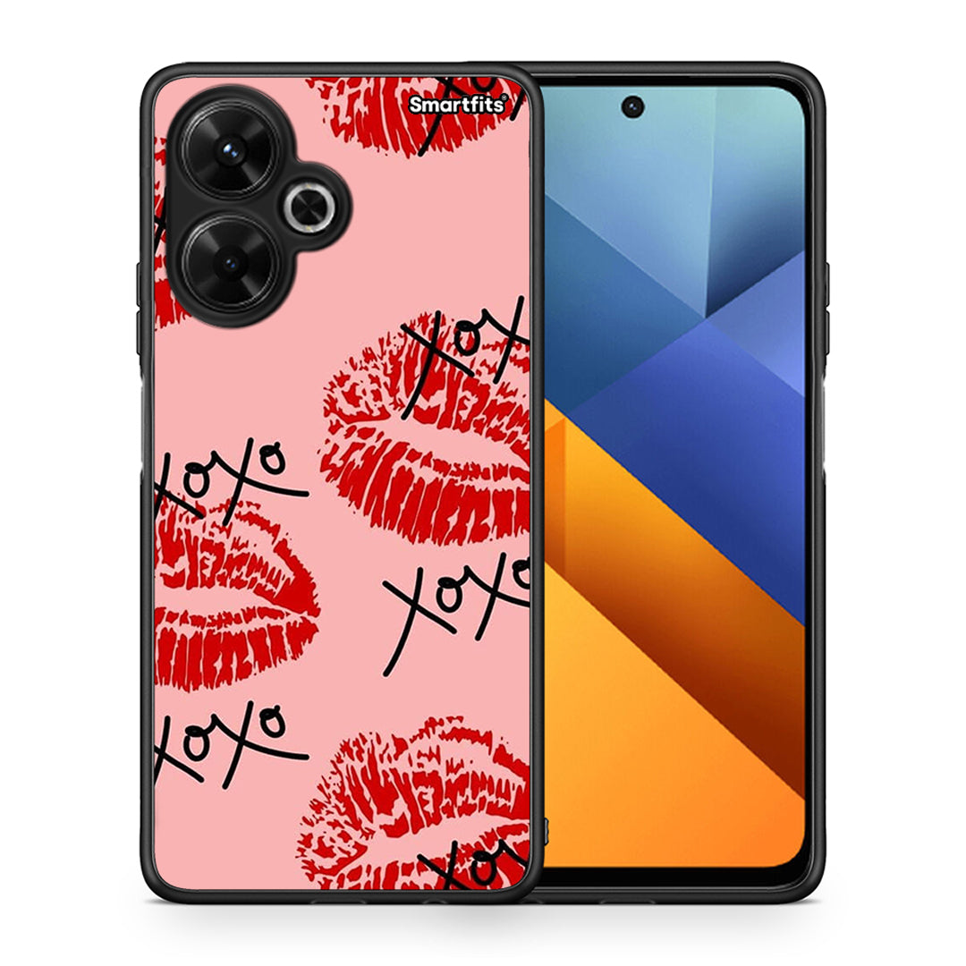 Θήκη Xiaomi Poco M6 4G XOXO Lips από τη Smartfits με σχέδιο στο πίσω μέρος και μαύρο περίβλημα | Xiaomi Poco M6 4G XOXO Lips case with colorful back and black bezels