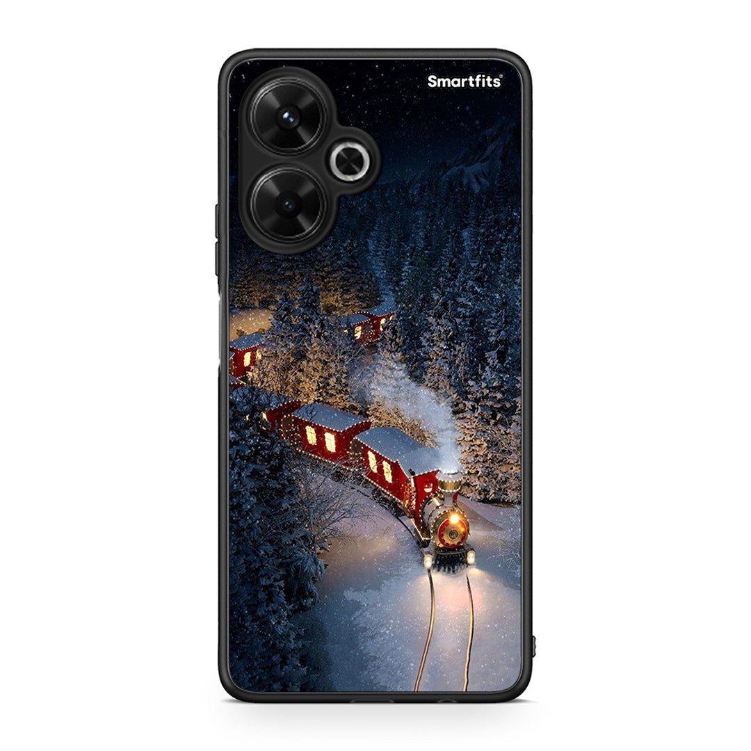 Xiaomi Poco M6 4G Xmas Train θήκη από τη Smartfits με σχέδιο στο πίσω μέρος και μαύρο περίβλημα | Smartphone case with colorful back and black bezels by Smartfits