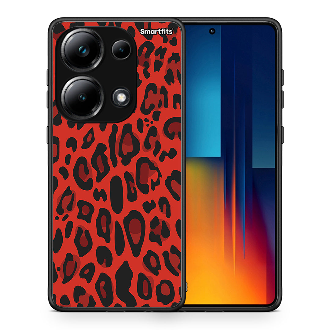 Θήκη Xiaomi Redmi Note 13 Pro 4G Red Leopard Animal από τη Smartfits με σχέδιο στο πίσω μέρος και μαύρο περίβλημα | Xiaomi Redmi Note 13 Pro 4G Red Leopard Animal case with colorful back and black bezels