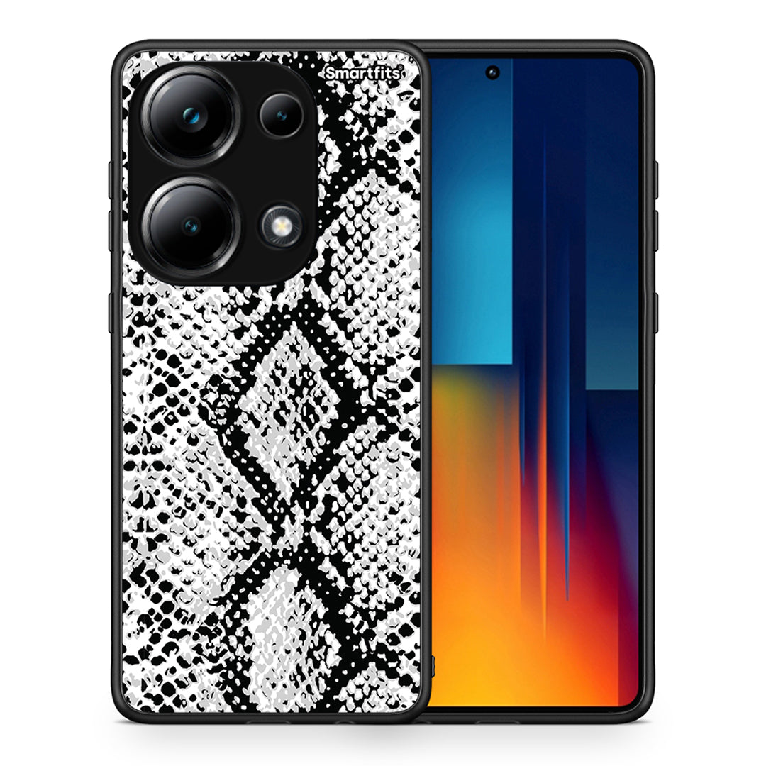 Θήκη Xiaomi Poco M6 Pro White Snake Animal από τη Smartfits με σχέδιο στο πίσω μέρος και μαύρο περίβλημα | Xiaomi Poco M6 Pro White Snake Animal case with colorful back and black bezels