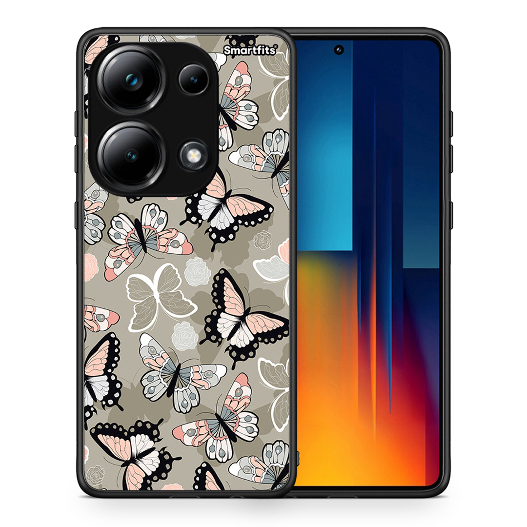 Θήκη Xiaomi Poco M6 Pro Butterflies Boho από τη Smartfits με σχέδιο στο πίσω μέρος και μαύρο περίβλημα | Xiaomi Poco M6 Pro Butterflies Boho case with colorful back and black bezels