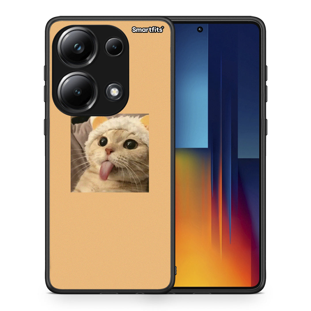 Θήκη Xiaomi Poco M6 Pro Cat Tongue από τη Smartfits με σχέδιο στο πίσω μέρος και μαύρο περίβλημα | Xiaomi Poco M6 Pro Cat Tongue case with colorful back and black bezels