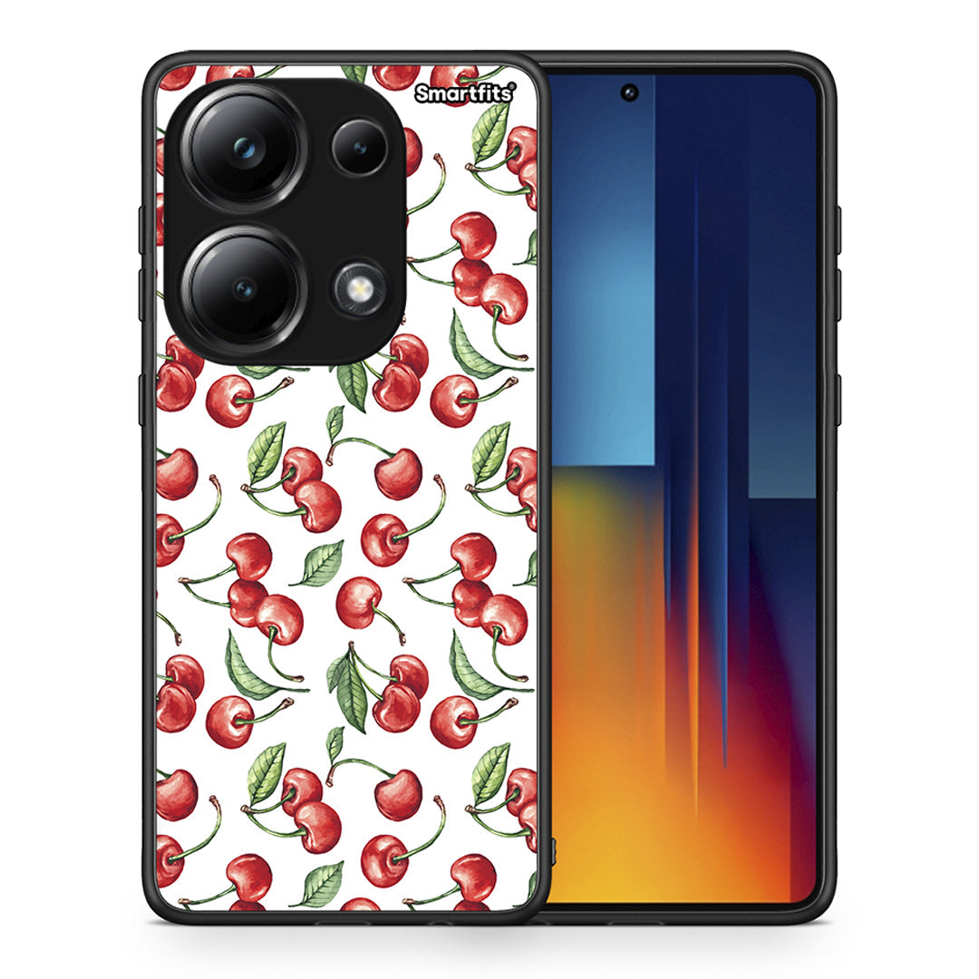 Θήκη Xiaomi Poco M6 Pro Cherry Summer από τη Smartfits με σχέδιο στο πίσω μέρος και μαύρο περίβλημα | Xiaomi Poco M6 Pro Cherry Summer case with colorful back and black bezels