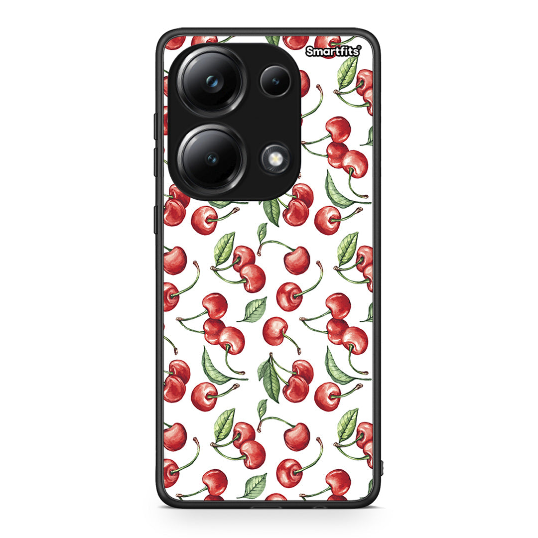 Xiaomi Poco M6 Pro Cherry Summer θήκη από τη Smartfits με σχέδιο στο πίσω μέρος και μαύρο περίβλημα | Smartphone case with colorful back and black bezels by Smartfits