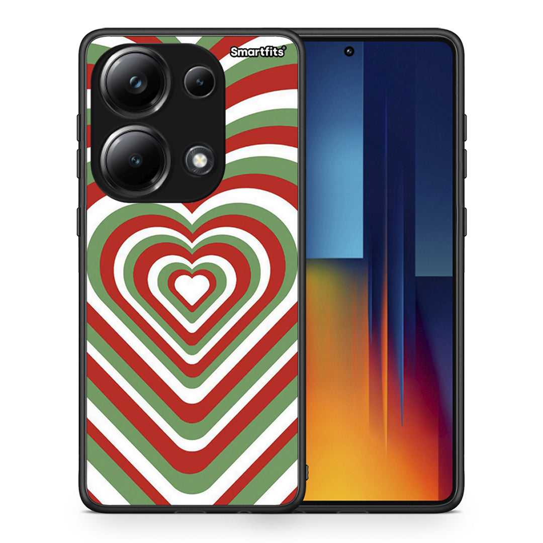 Θήκη Xiaomi Poco M6 Pro Christmas Hearts από τη Smartfits με σχέδιο στο πίσω μέρος και μαύρο περίβλημα | Xiaomi Poco M6 Pro Christmas Hearts case with colorful back and black bezels