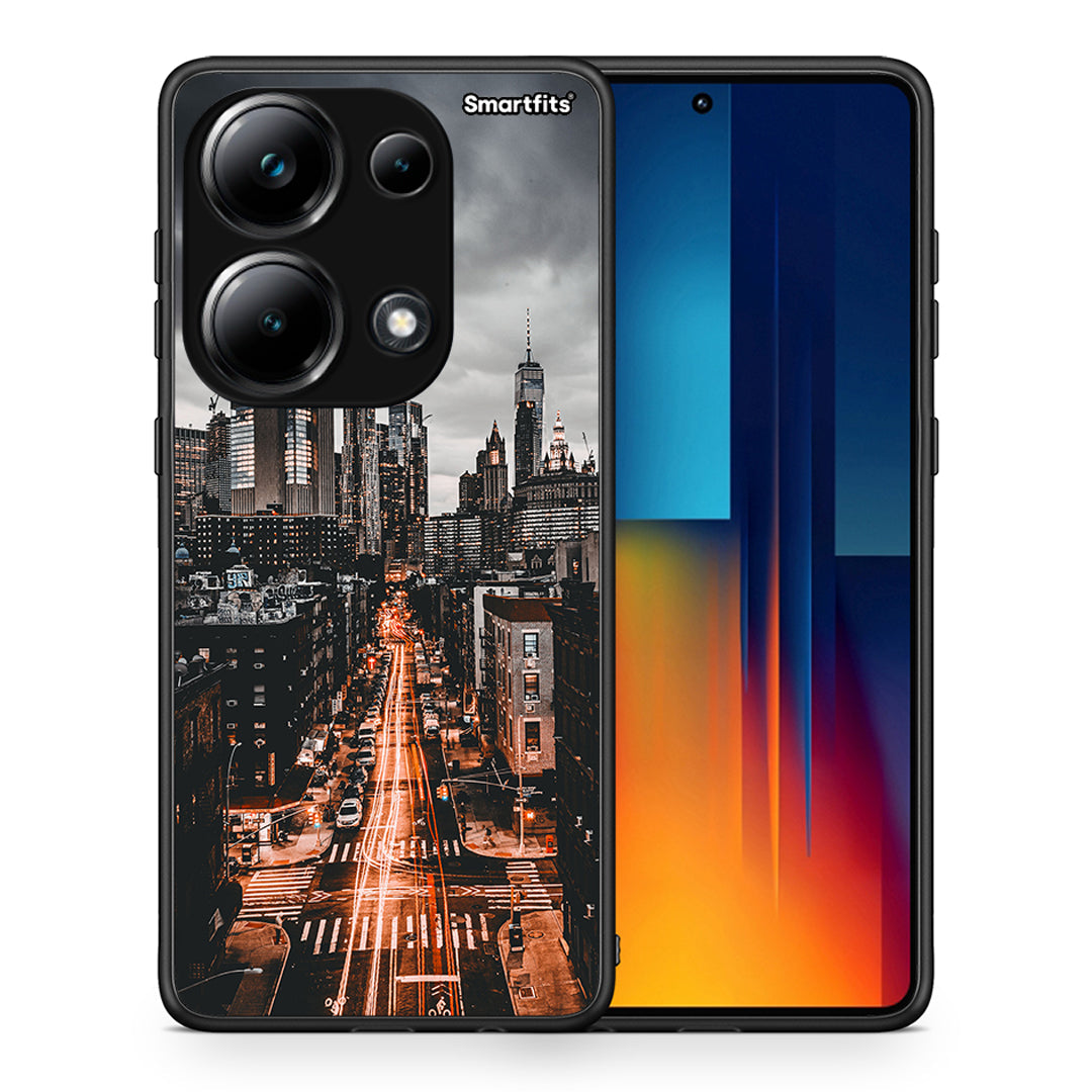 Θήκη Xiaomi Poco M6 Pro City Lights από τη Smartfits με σχέδιο στο πίσω μέρος και μαύρο περίβλημα | Xiaomi Poco M6 Pro City Lights case with colorful back and black bezels