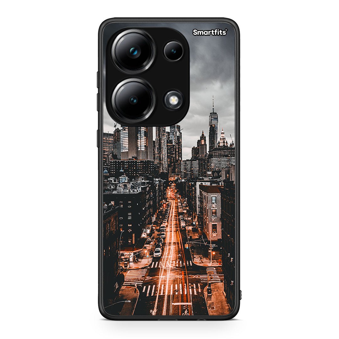 Xiaomi Poco M6 Pro City Lights θήκη από τη Smartfits με σχέδιο στο πίσω μέρος και μαύρο περίβλημα | Smartphone case with colorful back and black bezels by Smartfits