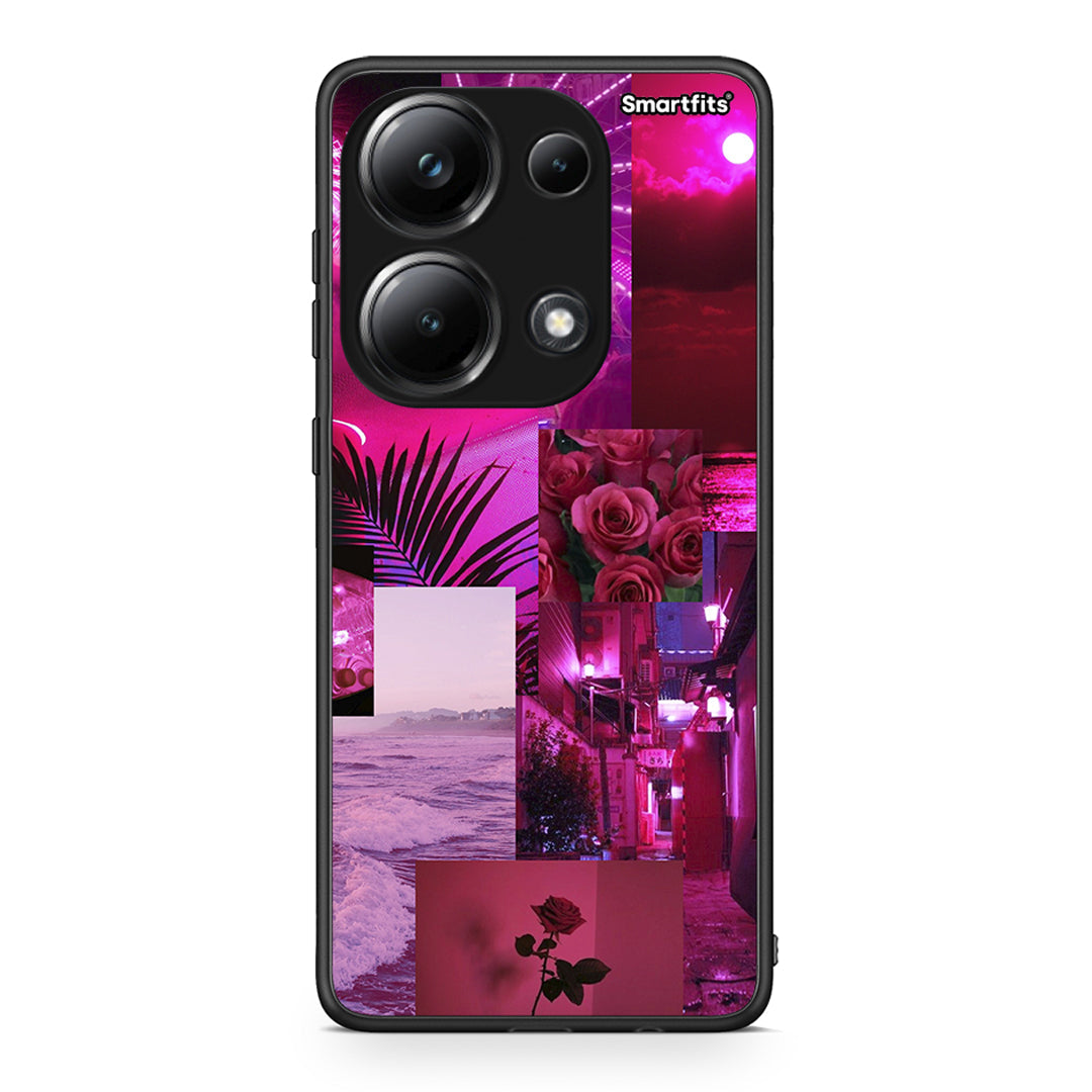 Xiaomi Poco M6 Pro Collage Red Roses Θήκη Αγίου Βαλεντίνου από τη Smartfits με σχέδιο στο πίσω μέρος και μαύρο περίβλημα | Smartphone case with colorful back and black bezels by Smartfits