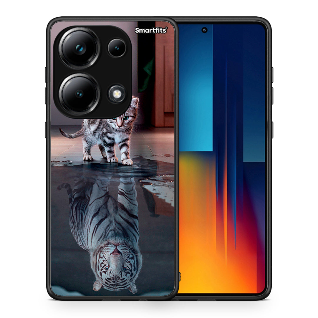 Θήκη Xiaomi Poco M6 Pro Tiger Cute από τη Smartfits με σχέδιο στο πίσω μέρος και μαύρο περίβλημα | Xiaomi Poco M6 Pro Tiger Cute case with colorful back and black bezels