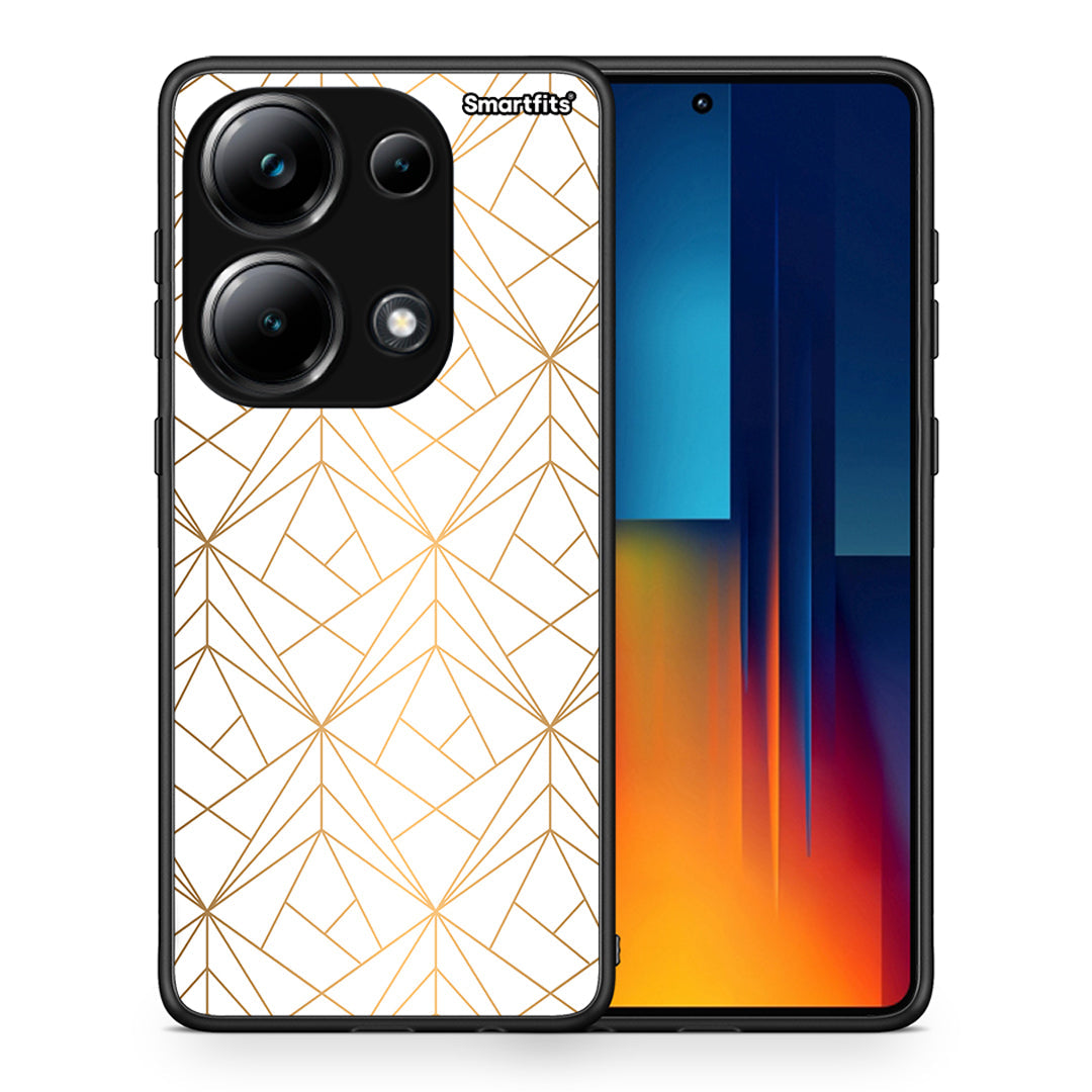 Θήκη Xiaomi Poco M6 Pro Luxury White Geometric από τη Smartfits με σχέδιο στο πίσω μέρος και μαύρο περίβλημα | Xiaomi Poco M6 Pro Luxury White Geometric case with colorful back and black bezels